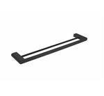 Nero Bianca double towel rail 600mm in matte black, modern rectangular double-bar design on white background