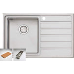 Oliveri Apollo stainless steel single bowl kitchen sink with right-hand drainer and 1 tap hole