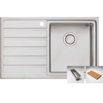 Oliveri Apollo stainless steel single bowl sink with drainer and 1 tap hole, topmount view