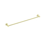 Nero Mecca single towel rail 800mm in brushed gold, wall-mounted with slim cylindrical brackets, front view