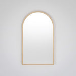 Ingrain timber framed arch mirror with natural ash woodgrain finish, shown front on against a light wall