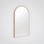 Ingrain timber framed arch mirror with natural woodgrain finish, portrait wall-hung, 600 x 1000mm