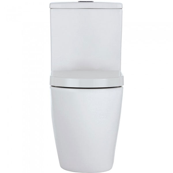 Fienza Alix extra height back-to-wall toilet suite, white, front view on plain background