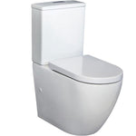 Fienza Alix white back-to-wall toilet suite with soft close seat, front three-quarter view