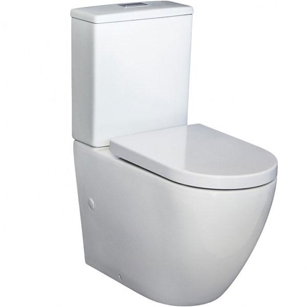 Fienza Alix white back-to-wall toilet suite with soft close seat, front three-quarter view