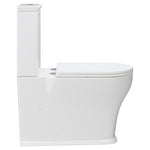 Fienza Lillian back-to-wall toilet suite in gloss white with slim seat, shown side on on white background