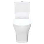 Fienza Lillian back-to-wall toilet suite in gloss white, front view with slim seat and concealed cistern shape