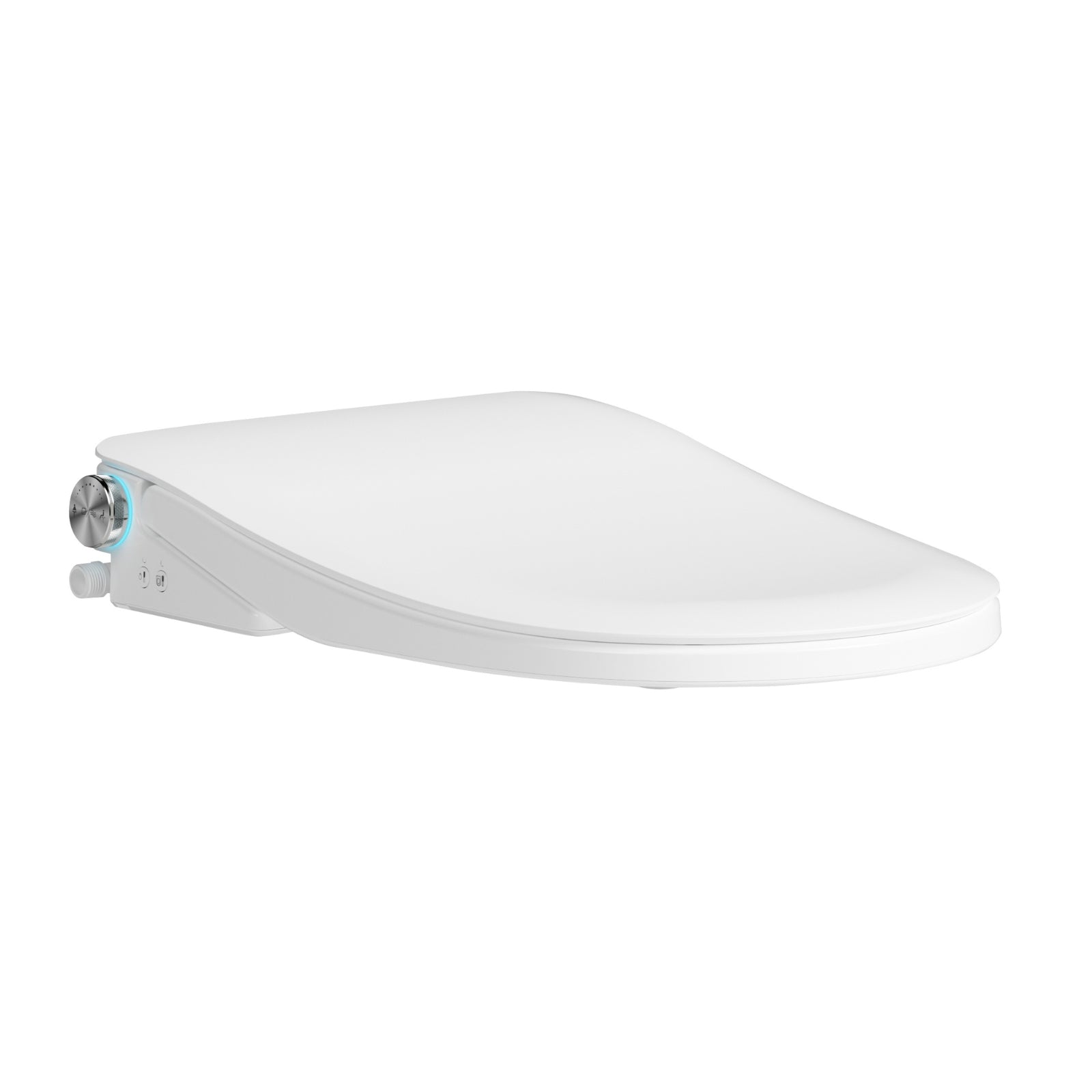 Lafeme Thea luxury white bidet toilet seat with side control dial, side view