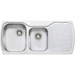 Oliveri Monet stainless steel 1¾ bowl topmount kitchen sink with right-hand drainer and 1 tap hole, top view