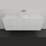 Marquis Anna white wall hung vanity with drawers and round basin, front view