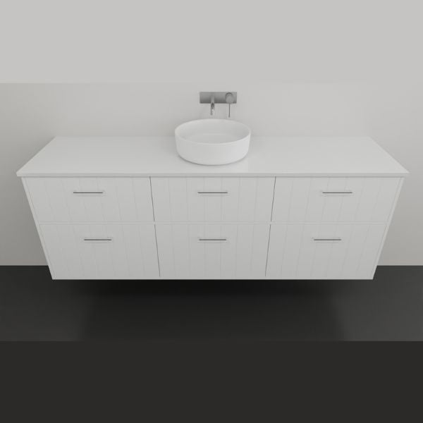 Marquis Anna white wall hung vanity with drawers and round basin, front view