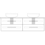 Marquis Gold wall hung vanity technical drawing with double basin and four drawers, front view, in white line art