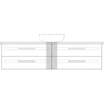 Marquis Gold wall hung vanity technical drawing, front view, with centre basin cut-out and four drawers