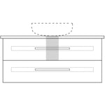 Marquis Gold wall hung vanity technical drawing, 1800mm centre bowl, all drawer configuration, with basin outline above countertop