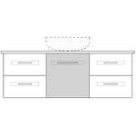 Marquis Gold 1800mm wall hung vanity, centre bowl, door and drawer layout, shown in technical line drawing view