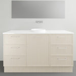 Marquis Hamilton floor standing vanity in prime oak with white solid surface top and above-counter basin
