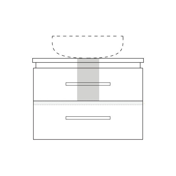 Marquis Riviera 1200mm wall hung vanity technical drawing, centre bowl, all-drawer, white matte finish