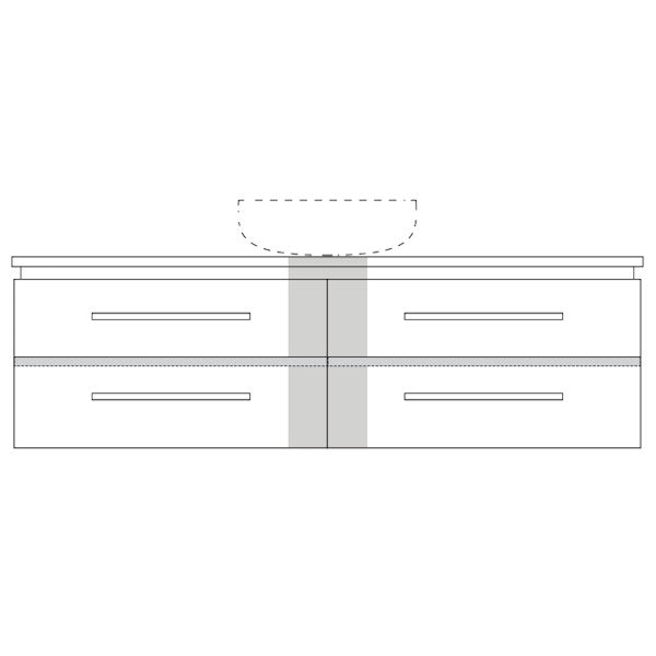 Marquis Riviera wall hung vanity technical drawing, 1800mm double bowl door/drawer layout, white finish
