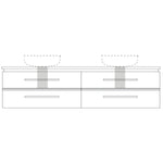 Marquis Riviera wall hung vanity technical drawing with centre bowl and four drawers, shown front on in white