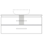 Marquis Riviera wall hung vanity technical drawing with basin, double drawers and white finish to front view
