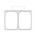 Marquis Port wall hung vanity technical drawing, 1500mm offset bowl layout with Symphony top and two rounded drawers