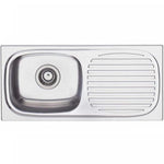 Oliveri Martini stainless steel topmount kitchen sink with single bowl and right-hand drainer view