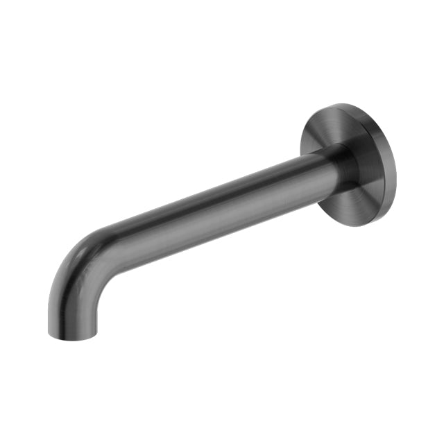 Nero Mecca wall-mounted basin/bath spout, 120mm, graphite finish with round backplate