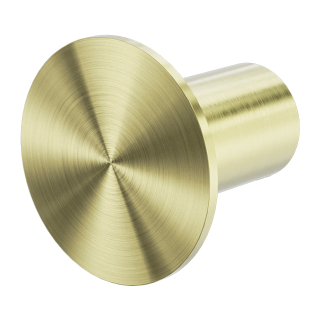 Nero Mecca robe hook II in brushed gold, round wall hook with cylindrical projection
