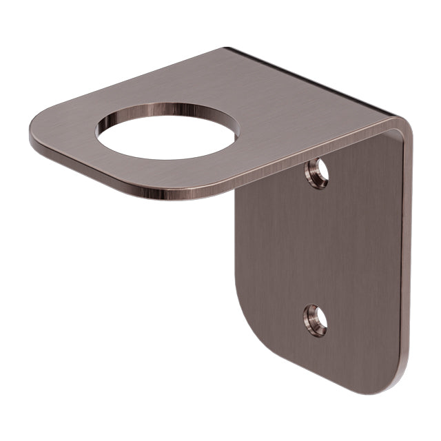 Nero Mecca brushed bronze soap bottle holder with round opening and wall-mount plate, product view