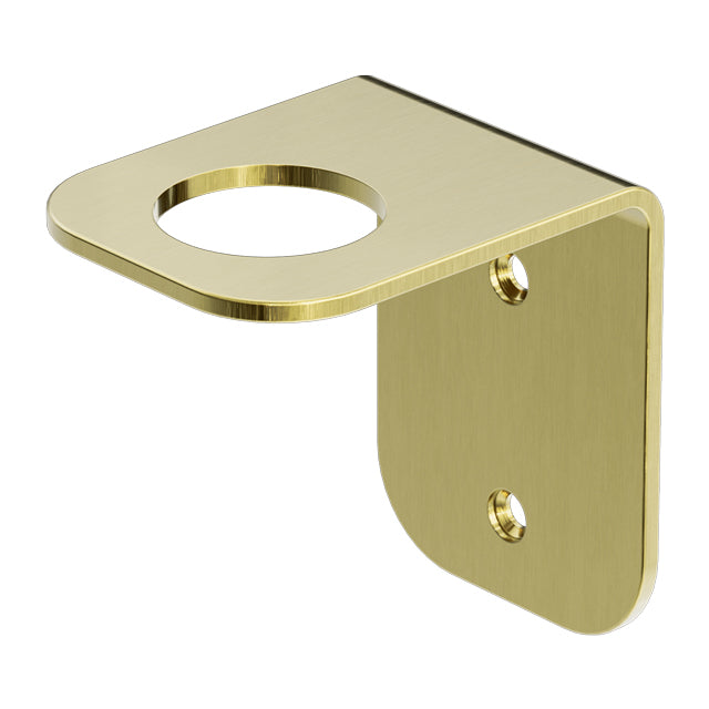 Nero Mecca brushed gold soap bottle holder, wall-mounted bathroom accessory with round holder opening