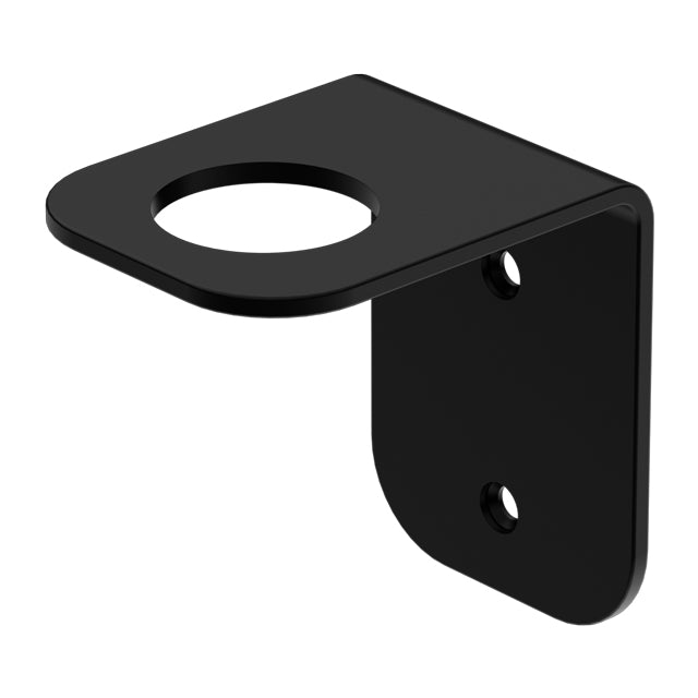 Nero Mecca matte black soap bottle holder, wall-mounted bathroom accessory with round bottle opening and screw holes