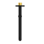 Nero Mecca wall mounted swivel basin/bath spout in matte black with brass detail, front view