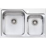 Oliveri Nu-Petite stainless steel topmount kitchen sink, 1 & 3/4 bowl with single tap hole, left-hand main bowl