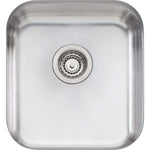 Oliveri Nu-Petite stainless steel single bowl undermount kitchen sink, top view with round waste