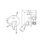 Technical drawing of Nero Classic shower mixer with diverter, chrome, front and side views with dimensions