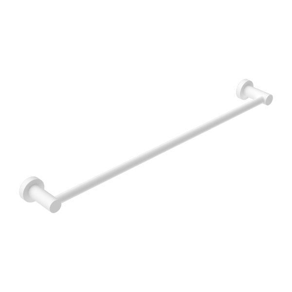 Nero Mecca single towel rail 600mm in matte white, simple wall-mounted bathroom towel rail