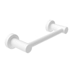Nero Mecca matte white hand towel rail, wall-mounted with round ends, on white background