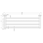 Technical drawing of Nero Mecca towel rack in matte white, showing 630 mm width and 217 mm depth with mounting measurements.