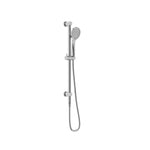 Nero Mecca chrome rail shower with handpiece, wall-mounted, on white background