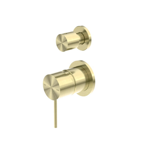 Nero Mecca brushed gold shower mixer with diverter and separate back plate, wall-mounted tap set