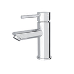Nero Dolce basin mixer tap in chrome with straight square spout and single lever control on white background