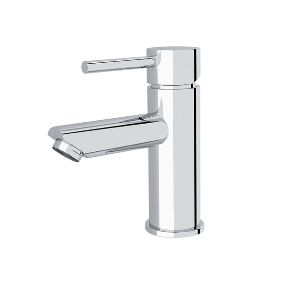 Nero Dolce basin mixer tap in chrome with straight square spout and single lever control on white background