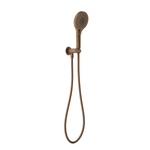 Nero Opal hand shower on wall bracket, brushed bronze, with flexible hose and round spray head
