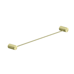 Nero Opal single towel rail 600mm in brushed gold, wall-mounted bathroom accessory with knurled ends on white background