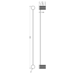 Nero Opal Single Towel Rail 600mm brushed gold technical drawing with dimensions and side view