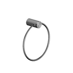 Nero Opal towel ring in graphite, round bathroom hand towel holder with textured wall mount