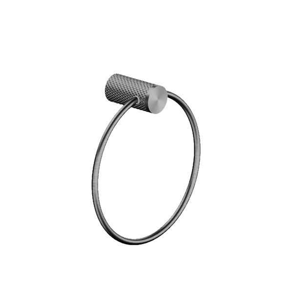 Nero Opal towel ring in graphite, round bathroom hand towel holder with textured wall mount