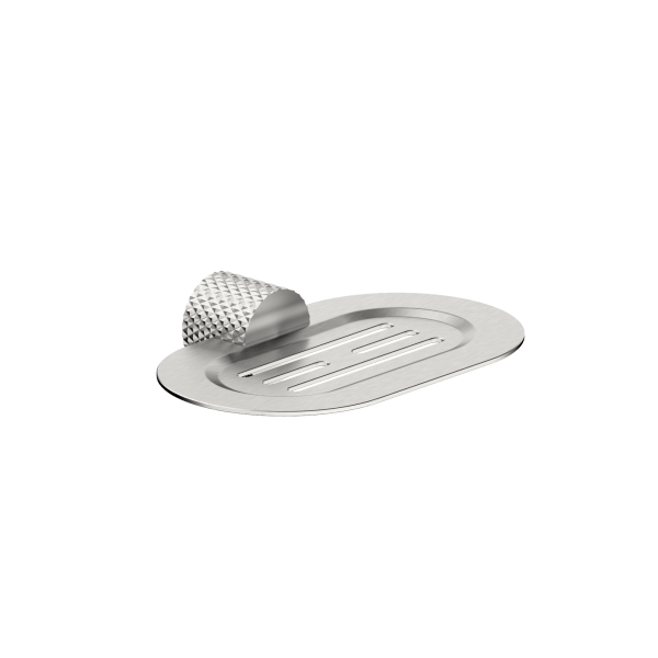 Nero Opal brushed nickel wall-mounted soap dish holder with oval tray and textured mount