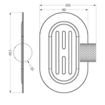 Technical drawing of Nero Opal soap dish holder in graphite, showing oval wall-mounted holder with dimensions 105 x 150 mm