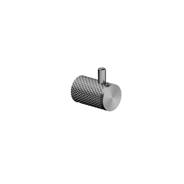 Nero Opal robe hook in graphite, cylindrical wall hook with knurled detail and round end cap